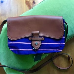 🌺 NWT Brooks Brothers Silk & Leather Bag